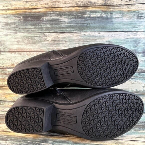 Rockport Works Ankle Boots 11M Black Leather Slip Resistant Steel Toe ASTM F2413 - Picture 8 of 13